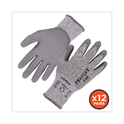 ProFlex 7030 ANSI A3 PU Coated CR Gloves, Gray, Medium, 12 Pairs/Pack, Ships in 1-3 Business Days