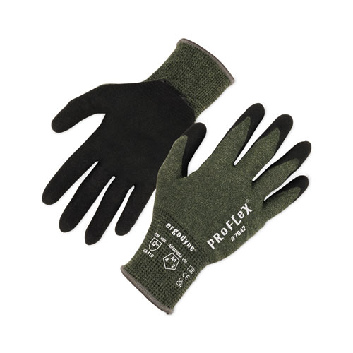 ProFlex 7042 ANSI A4 Nitrile-Coated CR Gloves, Green, Large, Pair, Ships in 1-3 Business Days