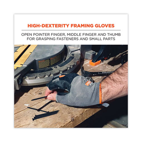 ProFlex 720 Heavy-Duty Framing Gloves, Gray, 2X-Large, Pair, Ships in 1-3 Business Days