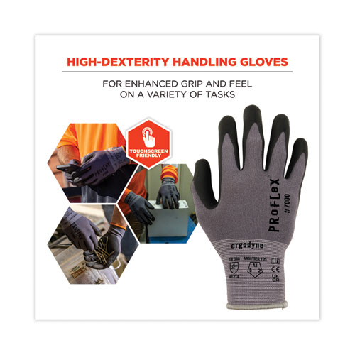 Image of Ergodyne® Proflex 7000 Nitrile-Coated Gloves Microfoam Palm, Gray, Medium, Pair, Ships In 1-3 Business Days
