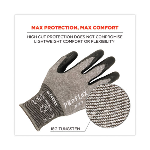 Image of Ergodyne® Proflex 7072 Ansi A7 Nitrile-Coated Cr Gloves, Gray, Large, Pair, Ships In 1-3 Business Days