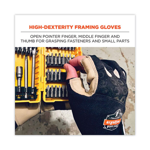 ProFlex 720LTR Heavy-Duty Leather-Reinforced Framing Gloves, Black, X-Large, Pair, Ships in 1-3 Business Days