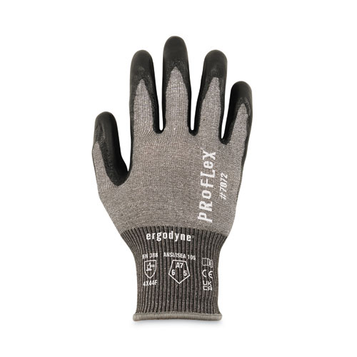 Image of Ergodyne® Proflex 7072 Ansi A7 Nitrile-Coated Cr Gloves, Gray, Small, 12 Pairs/Pack, Ships In 1-3 Business Days