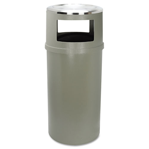 ASH/TRASH CLASSIC CONTAINER WITHOUT DOORS, ROUND, 25 GAL, BEIGE