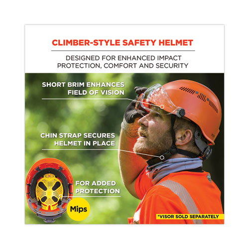 Skullerz 8975-MIPS Class C Safety Helmet with  MIPS Elevate Ratchet Suspension, Orange, Ships in 1-3 Business Days