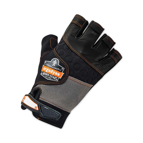 ProFlex 901 Half-Finger Leather Impact Gloves, Black, Medium, Pair, Ships in 1-3 Business Days