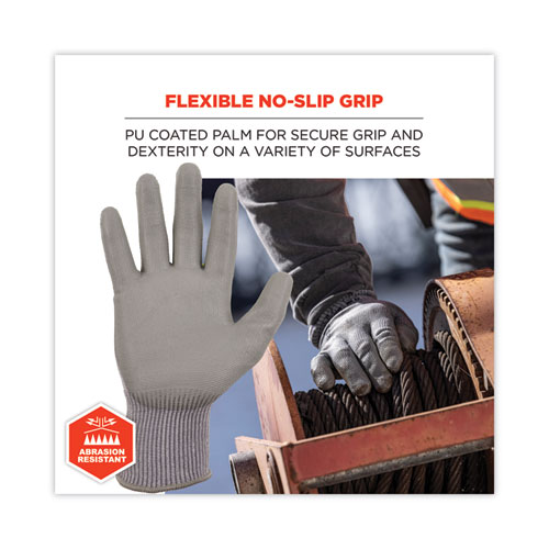 Image of Ergodyne® Proflex 7024 Ansi A2 Pu Coated Cr Gloves, Gray, Large, 12 Pairs/Pack, Ships In 1-3 Business Days
