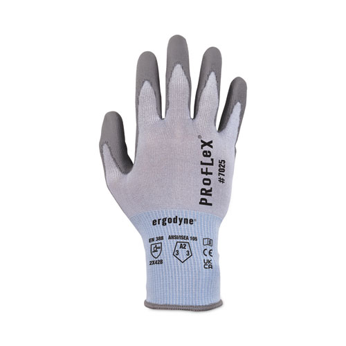 Image of Ergodyne® Proflex 7025 Ansi A2 Pu Coated Cr Gloves, Blue, Small, Pair, Ships In 1-3 Business Days