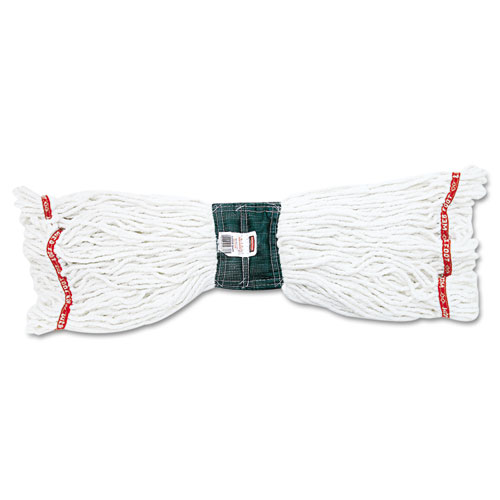 Image of Web Foot Shrinkless Looped-End Wet Mop Head, Cotton/Synthetic, Medium, White, 6/Carton