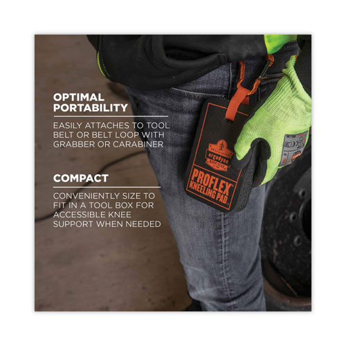 ProFlex 365 Mini Foam Kneeling Pad, Carabiner, 1", Mini, Black