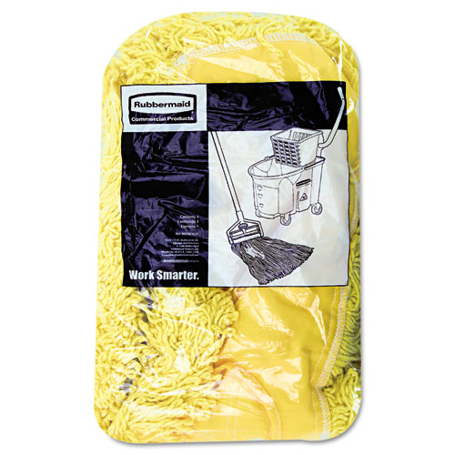 Image of Rubbermaid® Commercial Trapper Commercial Dust Mop, Looped-End Launderable, 5" X 24", Yellow