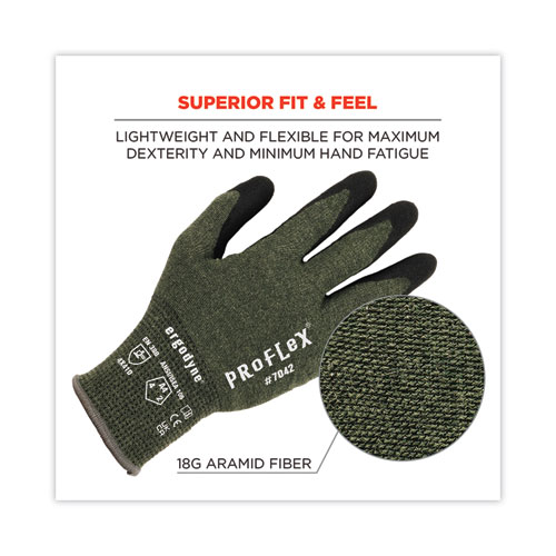 Image of Ergodyne® Proflex 7042 Ansi A4 Nitrile-Coated Cr Gloves, Green, 2X-Large, 12 Pairs/Pack, Ships In 1-3 Business Days