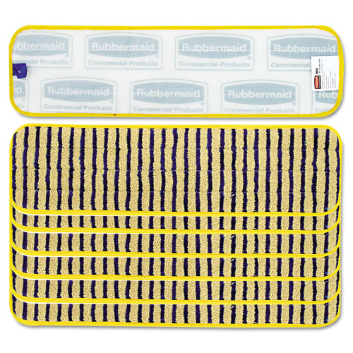 Image of Rubbermaid® Commercial Microfiber Scrubber Pad, Vertical Polyprolene Stripes, 18", Yellow, 6/Carton