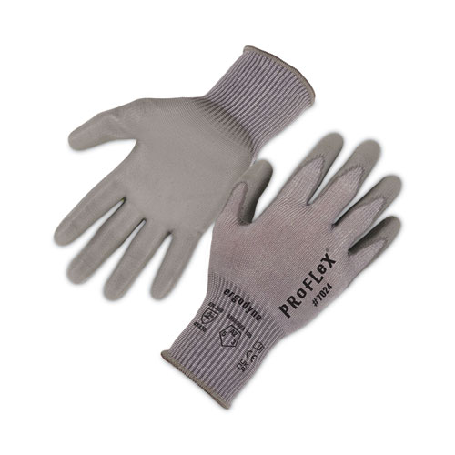 Ergodyne® Proflex 7024 Ansi A2 Pu Coated Cr Gloves, Gray, Large, Pair, Ships In 1-3 Business Days