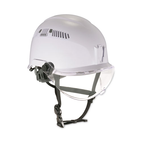 Skullerz 8975V Class C Safety Helmet w/8991 Visor Kit, Clear Lens, 6-Pt Ratchet Suspension, White, Ships in 1-3 Business Days