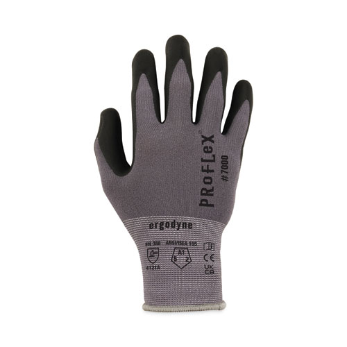 Image of Ergodyne® Proflex 7000 Nitrile-Coated Gloves Microfoam Palm, Gray, X-Large, Pair, Ships In 1-3 Business Days
