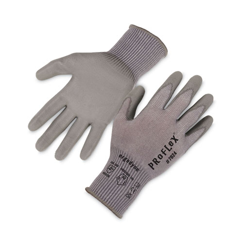 ProFlex 7024 ANSI A2 PU Coated CR Gloves, Gray, Small, Pair, Ships in 1-3 Business Days
