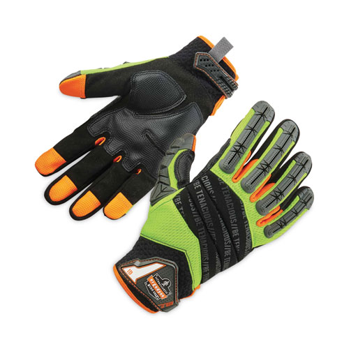ergodyne® ProFlex 924 Hybrid Dorsal Impact-Reducing Gloves, Black/Lime,  Small, Pair, Ships in 1-3 Business Days