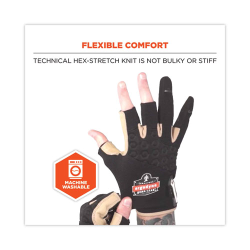 Image of Ergodyne® Proflex 720Ltr Heavy-Duty Leather-Reinforced Framing Gloves, Black, 2X-Large, Pair, Ships In 1-3 Business Days