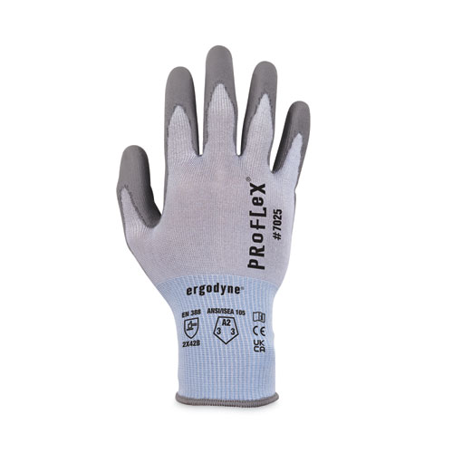Image of Ergodyne® Proflex 7025 Ansi A2 Pu Coated Cr Gloves, Blue, X-Large, Pair, Ships In 1-3 Business Days