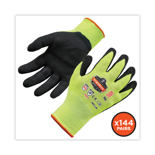 ProFlex 7021 Hi-Vis Nitrile-Coated CR Gloves, Lime, Large, 144 Pairs/Carton, Ships in 1-3 Business Days