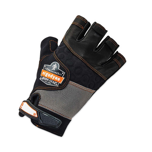 ProFlex 901 Half-Finger Leather Impact Gloves, Black, Small, Pair, Ships in 1-3 Business Days