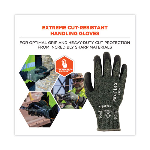 ProFlex 7070 ANSI A7 Nitrile Coated CR Gloves, Green, Medium, Pair, Ships in 1-3 Business Days