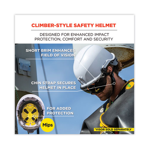 Skullerz 8974-MIPS Class E Safety Helmet with MIPS Elevate Ratchet Suspension, White, Ships in 1-3 Business Days