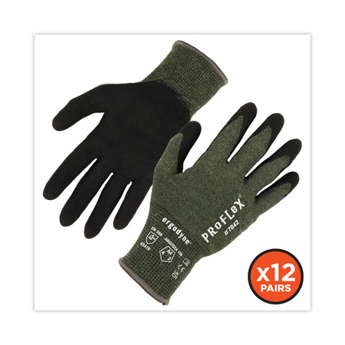 Image of Ergodyne® Proflex 7042 Ansi A4 Nitrile-Coated Cr Gloves, Green, Medium, 12 Pairs/Pack, Ships In 1-3 Business Days