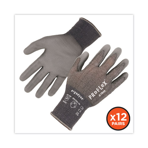 Image of Ergodyne® Proflex 7044 Ansi A4 Pu Coated Cr Gloves, Gray, X-Large, 12 Pairs/Pack, Ships In 1-3 Business Days