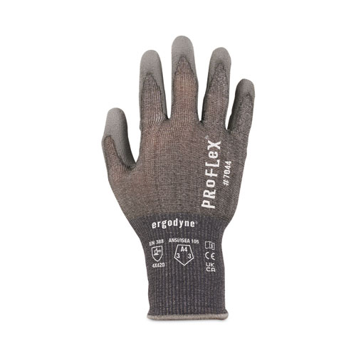 Image of Ergodyne® Proflex 7044 Ansi A4 Pu Coated Cr Gloves, Gray, Large, Pair, Ships In 1-3 Business Days