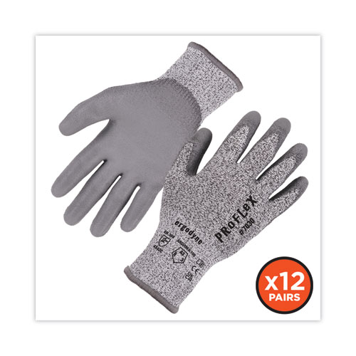 Image of Ergodyne® Proflex 7030 Ansi A3 Pu Coated Cr Gloves, Gray, X-Large, 12 Pairs/Pack, Ships In 1-3 Business Days