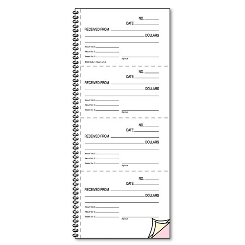 Money And Rent Unnumbered Receipt Book, 5 1/2 X 2 3/4, Three-Part, 120 Sets/book