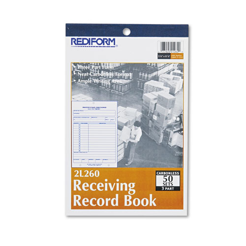 Image of Receiving Record Book, Three-Part Carbonless, 5.56 x 7.94, 50 Forms Total