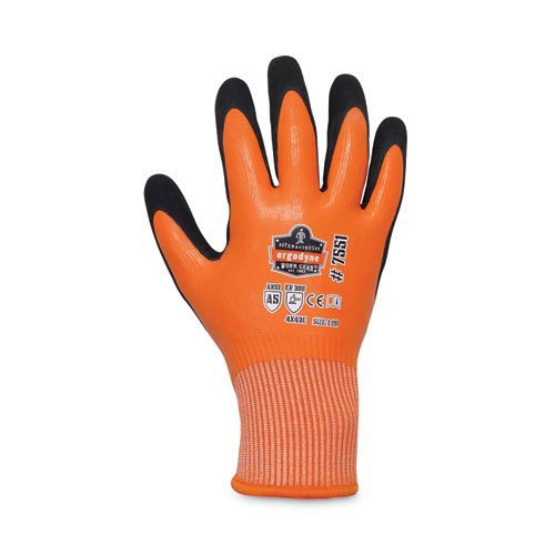 ProFlex 7551 ANSI A5 Coated Waterproof CR Gloves, Orange, Large, Pair, Ships in 1-3 Business Days