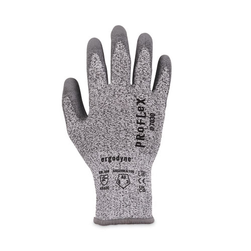 Image of Ergodyne® Proflex 7030 Ansi A3 Pu Coated Cr Gloves, Gray, Small, Pair, Ships In 1-3 Business Days
