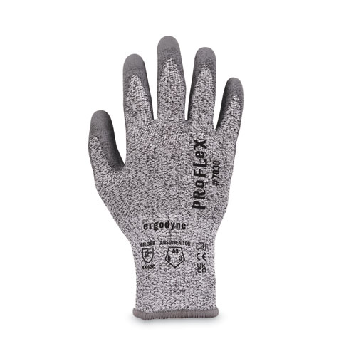 Image of Ergodyne® Proflex 7030 Ansi A3 Pu Coated Cr Gloves, Gray, Small, 12 Pairs/Pack, Ships In 1-3 Business Days