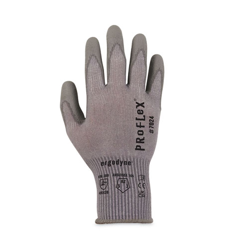 Image of Ergodyne® Proflex 7024 Ansi A2 Pu Coated Cr Gloves, Gray, Small, Pair, Ships In 1-3 Business Days