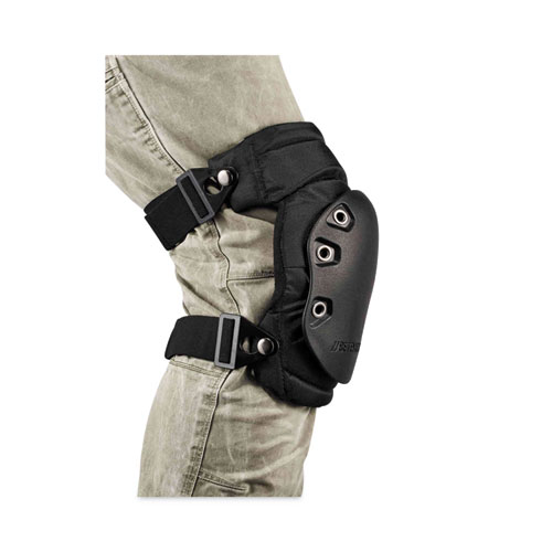 Image of Ergodyne® Proflex 435 Hinged Gel Knee Pad With Buckles, Hard Cap, Buckle Closure, One Size, Black, Pair, Ships In 1-3 Business Days