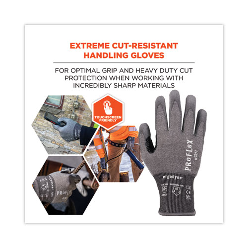 ProFlex 7071 ANSI A7 PU Coated CR Gloves, Gray, Large, Pair, Ships in 1-3 Business Days