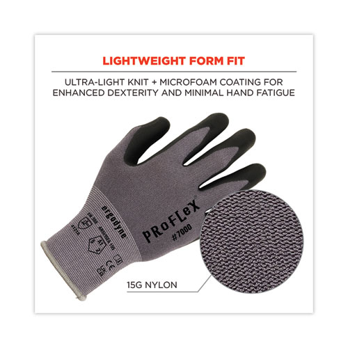 Image of Ergodyne® Proflex 7000 Nitrile-Coated Gloves Microfoam Palm, Gray, X-Large, Pair, Ships In 1-3 Business Days