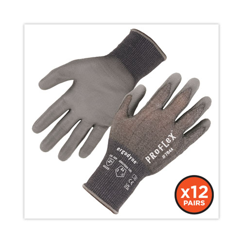 Image of Ergodyne® Proflex 7044 Ansi A4 Pu Coated Cr Gloves, Gray, 2X-Large, 12 Pairs/Pack, Ships In 1-3 Business Days