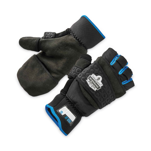 ProFlex 816 Thermal Flip-Top Gloves, Black, Large, Pair, Ships in 1-3 Business Days