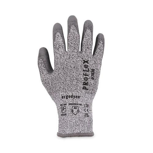 Image of Ergodyne® Proflex 7030 Ansi A3 Pu Coated Cr Gloves, Gray, Large, 12 Pairs/Pack, Ships In 1-3 Business Days