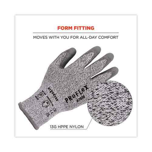 ProFlex 7030 ANSI A3 PU Coated CR Gloves, Gray, Small, 12 Pairs/Pack, Ships in 1-3 Business Days