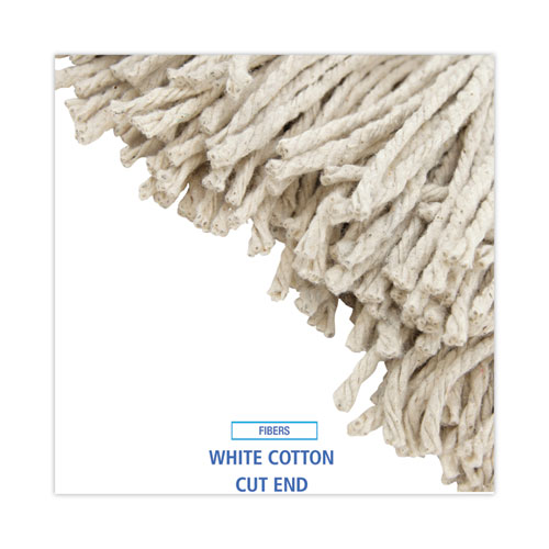 Image of Boardwalk® Premium Cut-End Wet Mop Heads, Cotton, 16Oz, White, 12/Carton