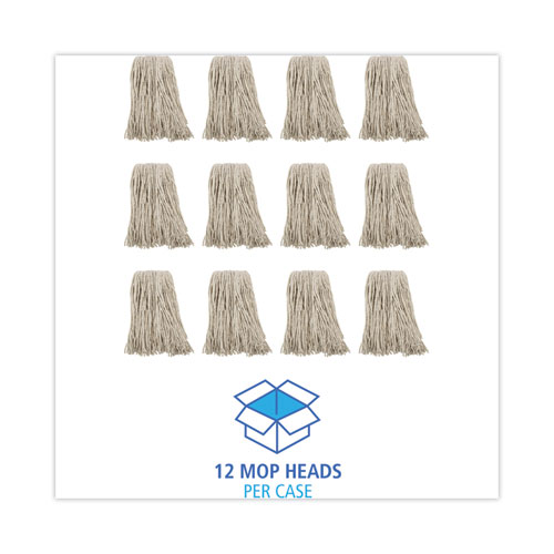Image of Boardwalk® Premium Cut-End Wet Mop Heads, Cotton, 16Oz, White, 12/Carton
