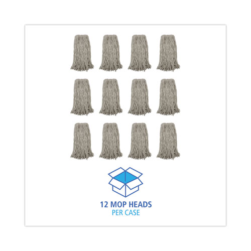 Image of Boardwalk® Premium Cut-End Wet Mop Heads, Cotton, 20Oz, White, 12/Carton