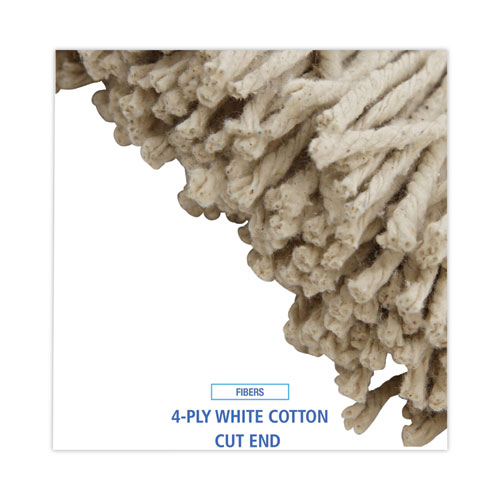 Mop Head, Premium Saddleback Head, Cotton Fiber, 24 oz, White, 12/Carton