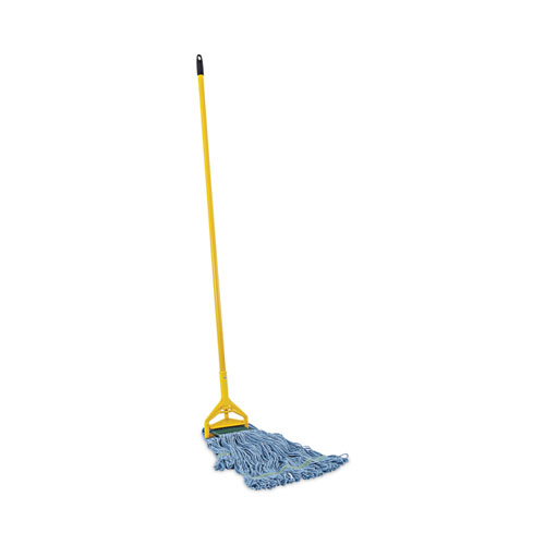 Image of Boardwalk® Looped End Mop Kit, Medium Blue Cotton/Rayon/Synthetic Head, 60" Yellow Metal/Polypropylene Handle